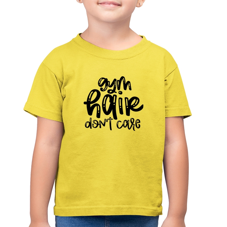 Camiseta Algodão Infantil Gym Hair Don't Care - Amarelo Canário