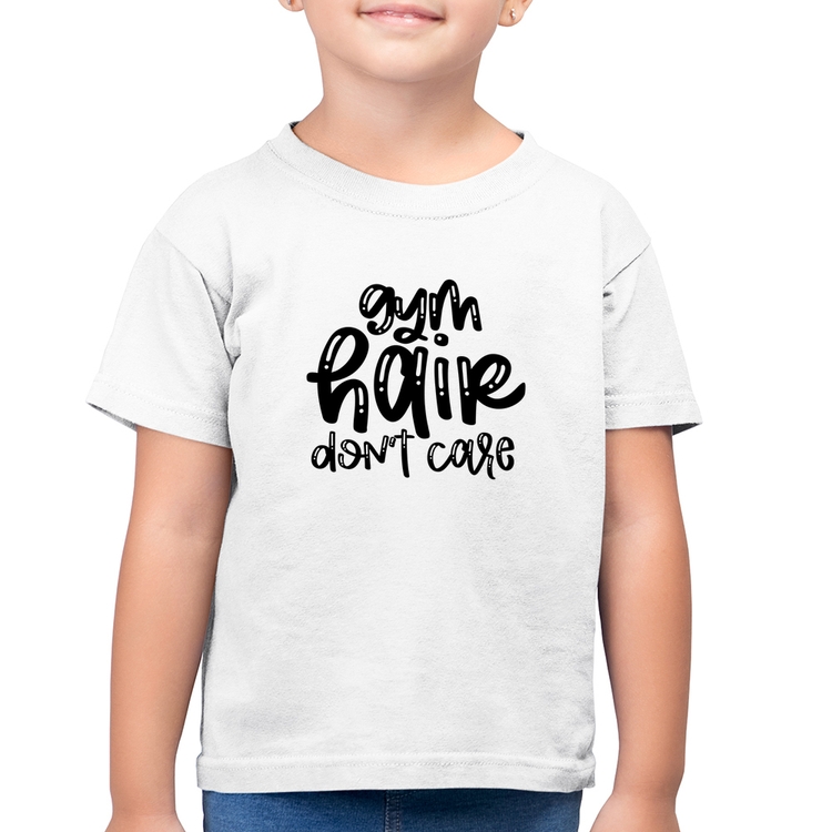 Camiseta Algodão Infantil Gym Hair Don't Care - Branca