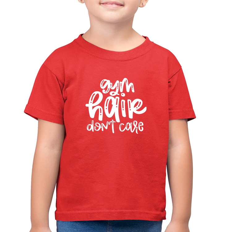 Camiseta Algodão Infantil Gym Hair Don't Care - Vermelha