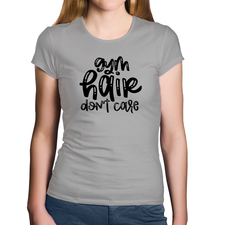 Baby Look Algodão Gym Hair Don't Care - Cinza