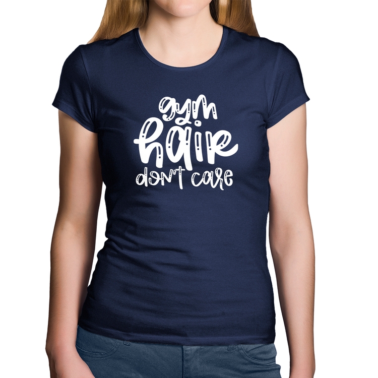 Baby Look Algodão Gym Hair Don't Care - Marinho