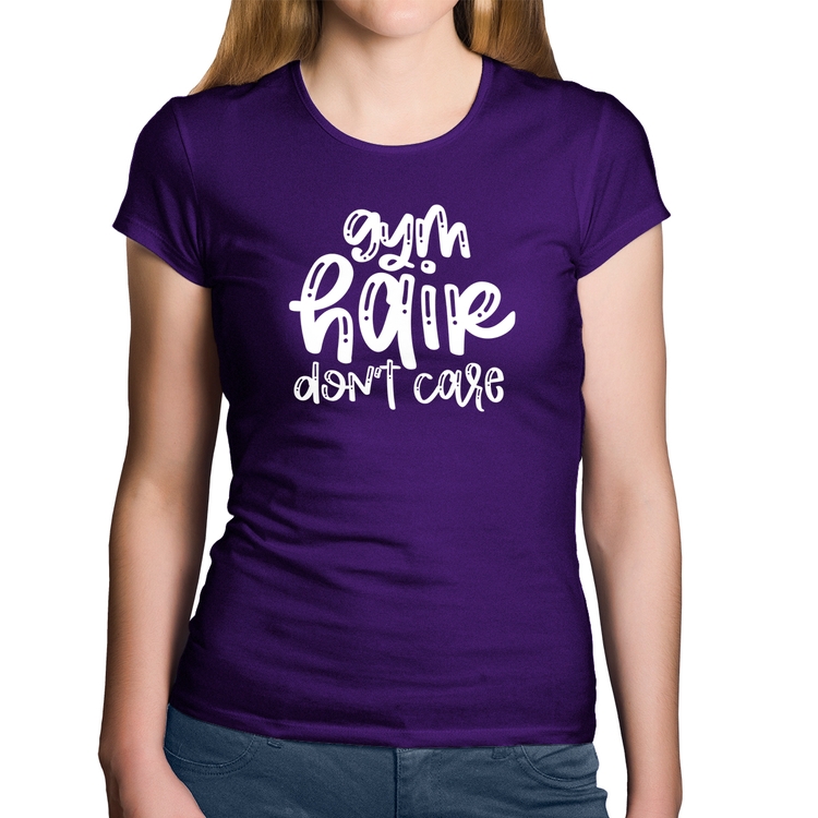 Baby Look Algodão Gym Hair Don't Care - Roxa