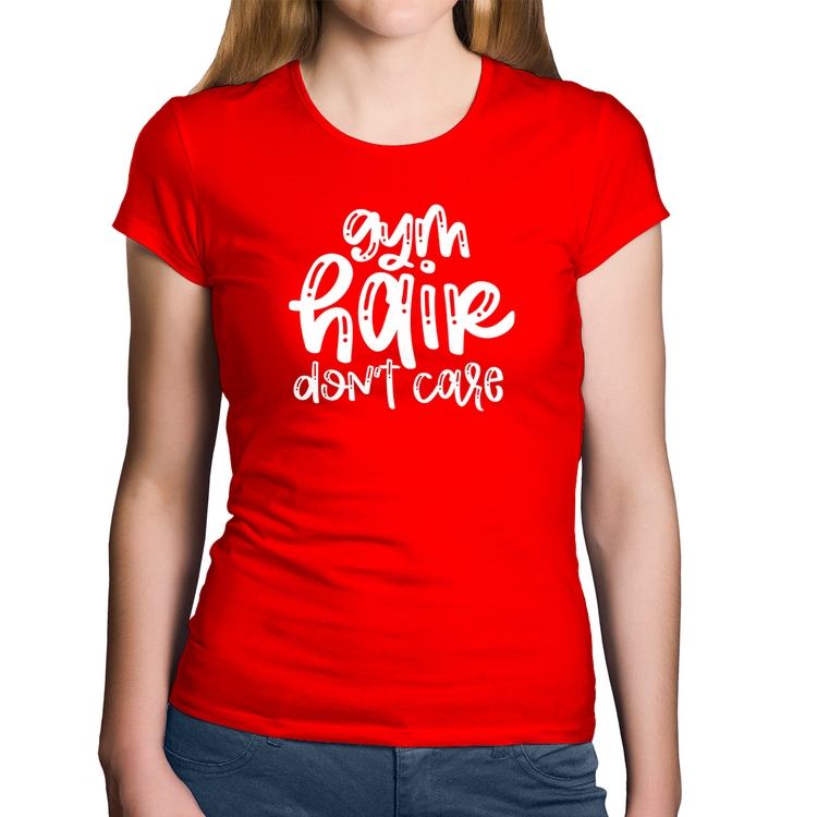 Baby Look Algodão Gym Hair Don't Care - Vermelha