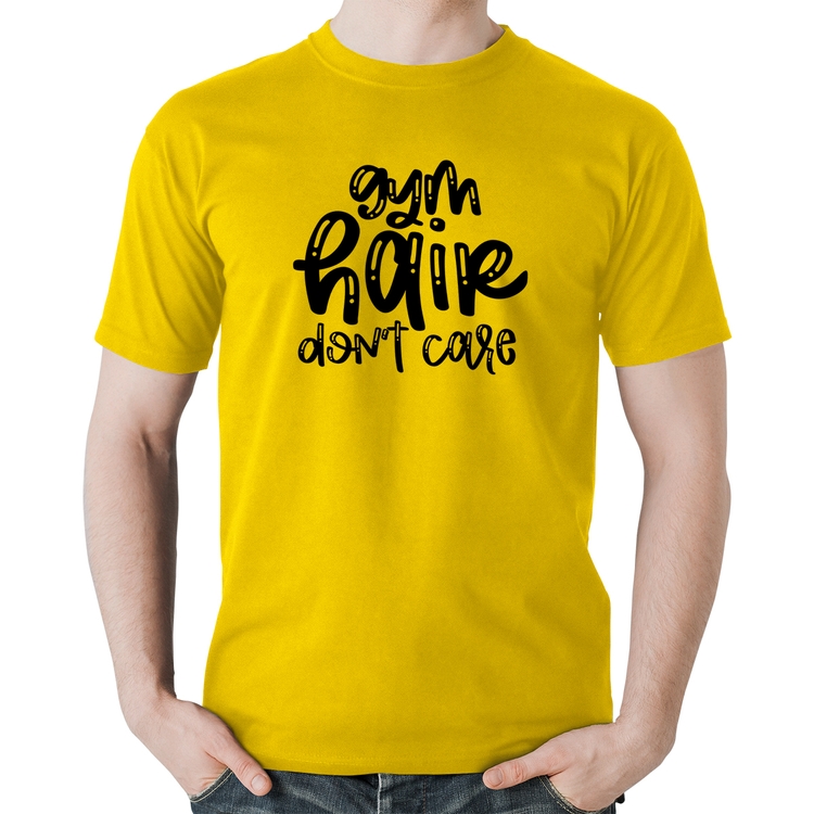 Camiseta Algodão Gym Hair Don't Care - Amarela