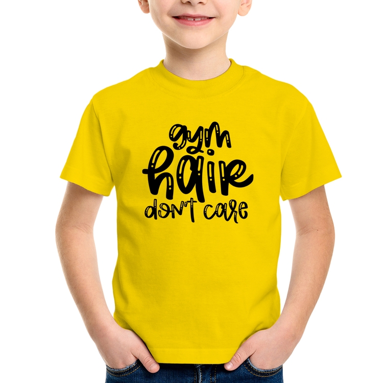 Camiseta Infantil Gym Hair Don't Care - Amarela