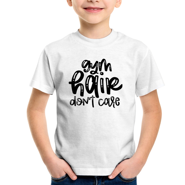 Camiseta Infantil Gym Hair Don't Care