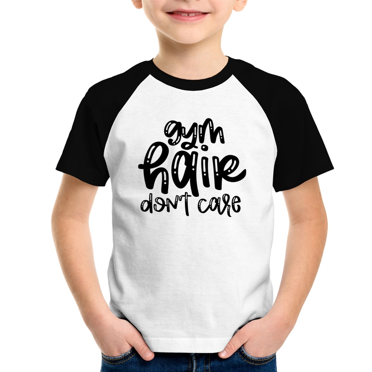 Camiseta Raglan Infantil Gym Hair Don't Care