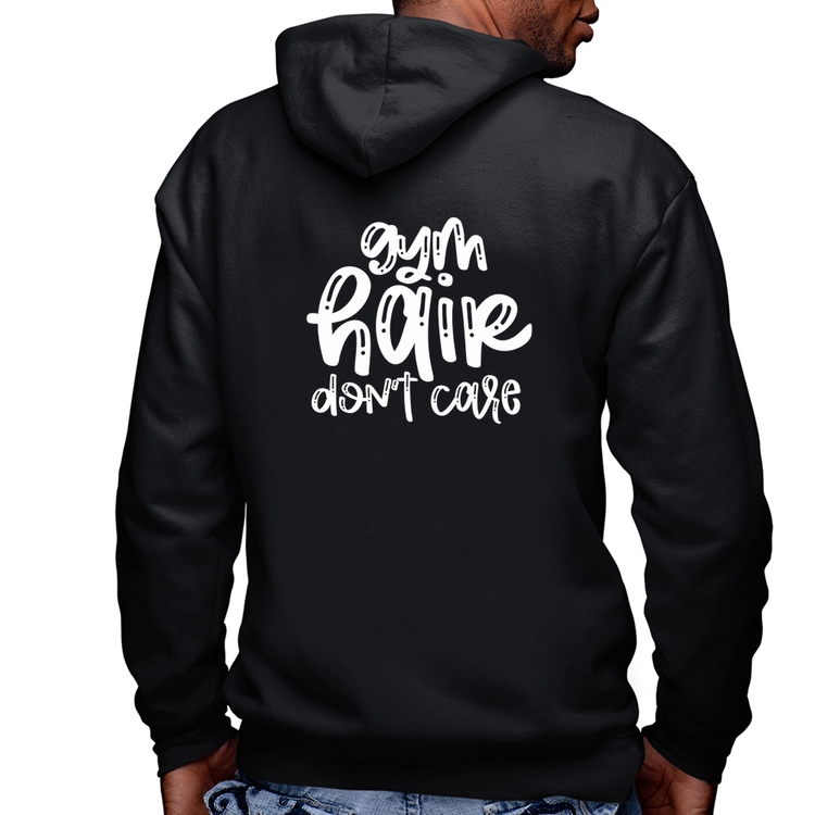 Blusa Moletom Gym Hair Don't Care Masculina com Capuz e Zíper
