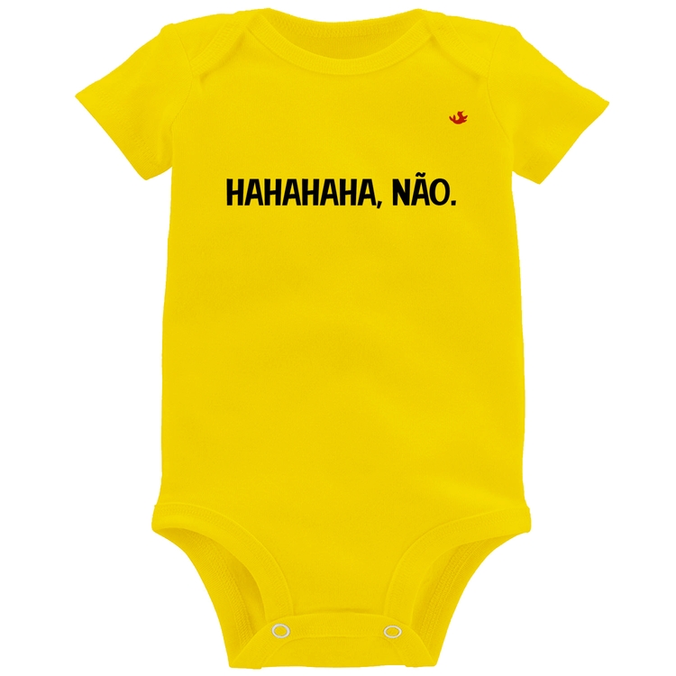 Body Bebê Hahahaha, Não. - Amarelo