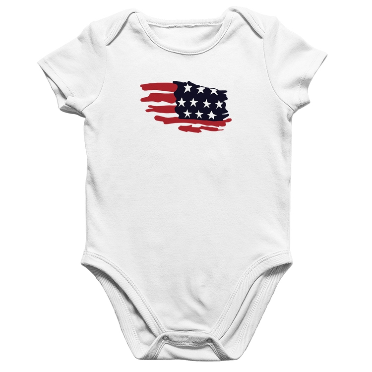 Body Bebê Algodão Handrawn Flag - Branco