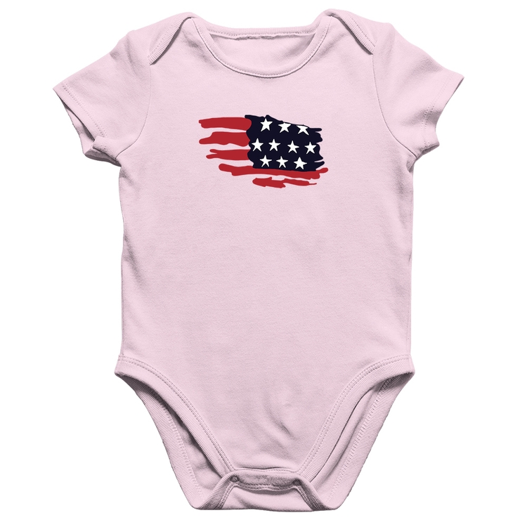 Body Bebê Algodão Handrawn Flag - Rosa Bebê