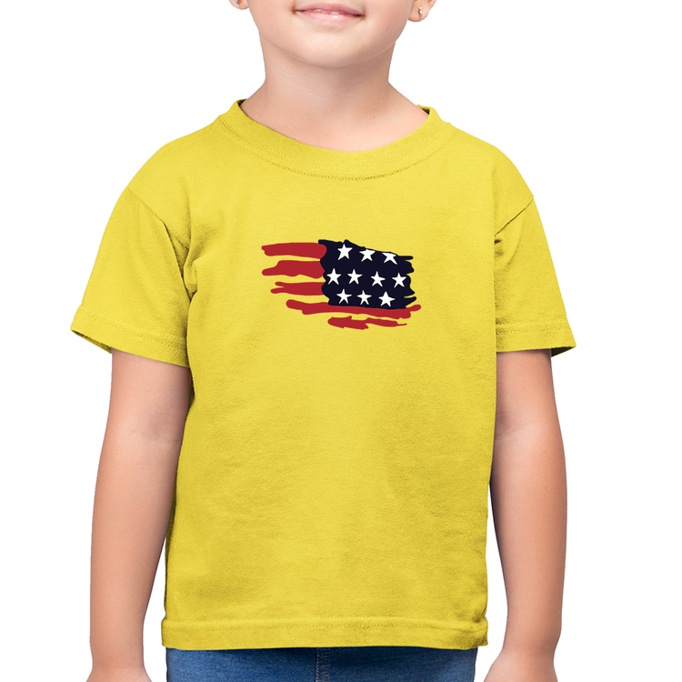 Camiseta Algodão Infantil Handrawn Flag - Amarelo Canário