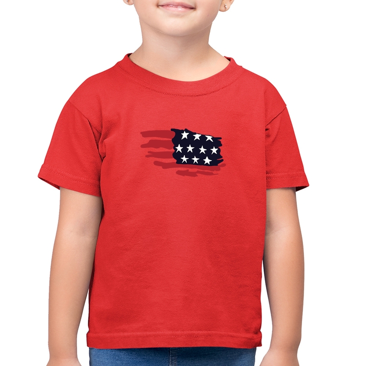 Camiseta Algodão Infantil Handrawn Flag - Vermelha