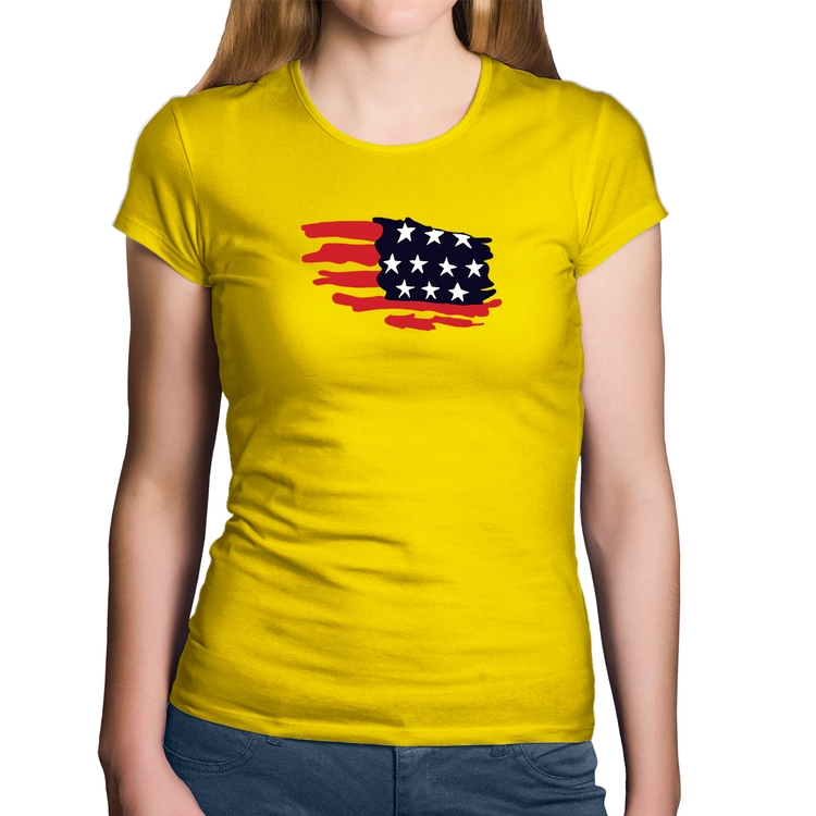 Baby Look Algodão Handrawn Flag - Amarela