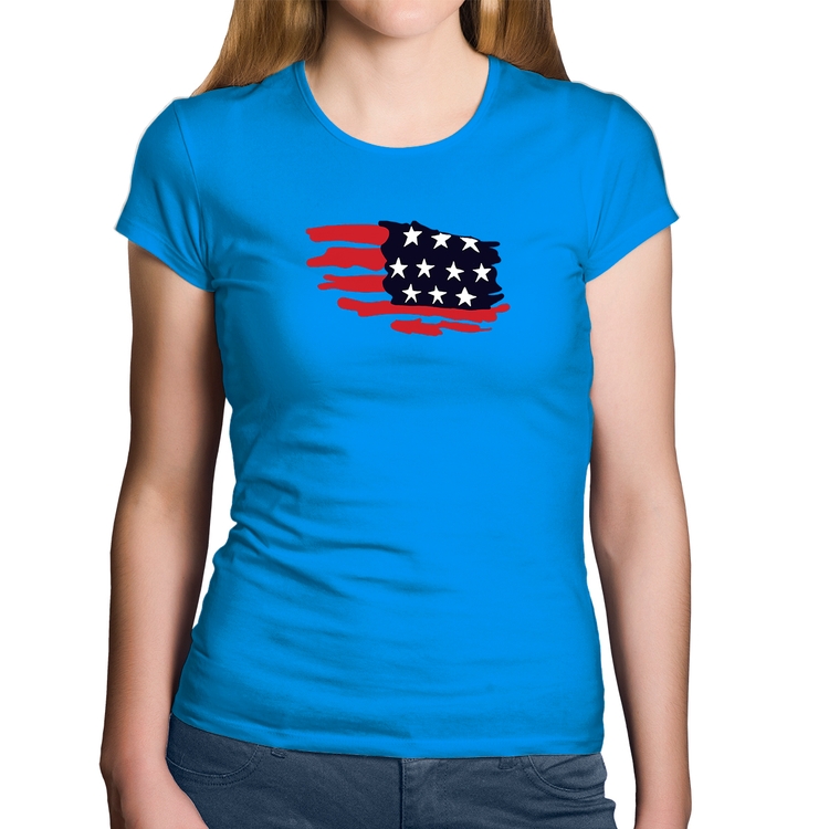 Baby Look Algodão Handrawn Flag - Azul