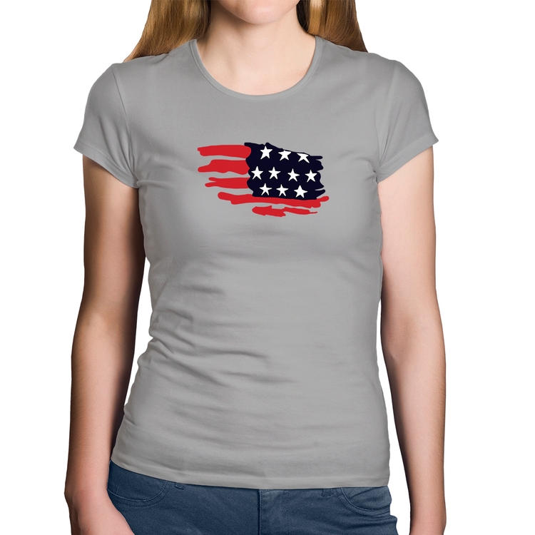 Baby Look Algodão Handrawn Flag - Cinza