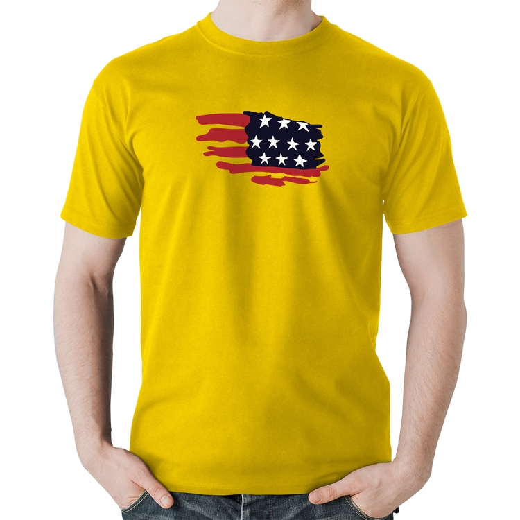 Camiseta Algodão Handrawn Flag - Amarela