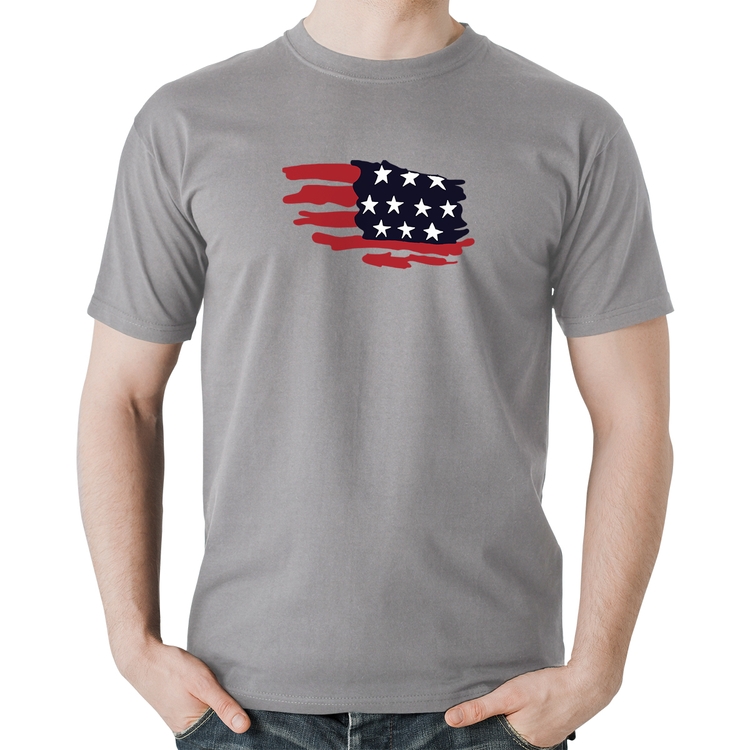 Camiseta Algodão Handrawn Flag - Cinza