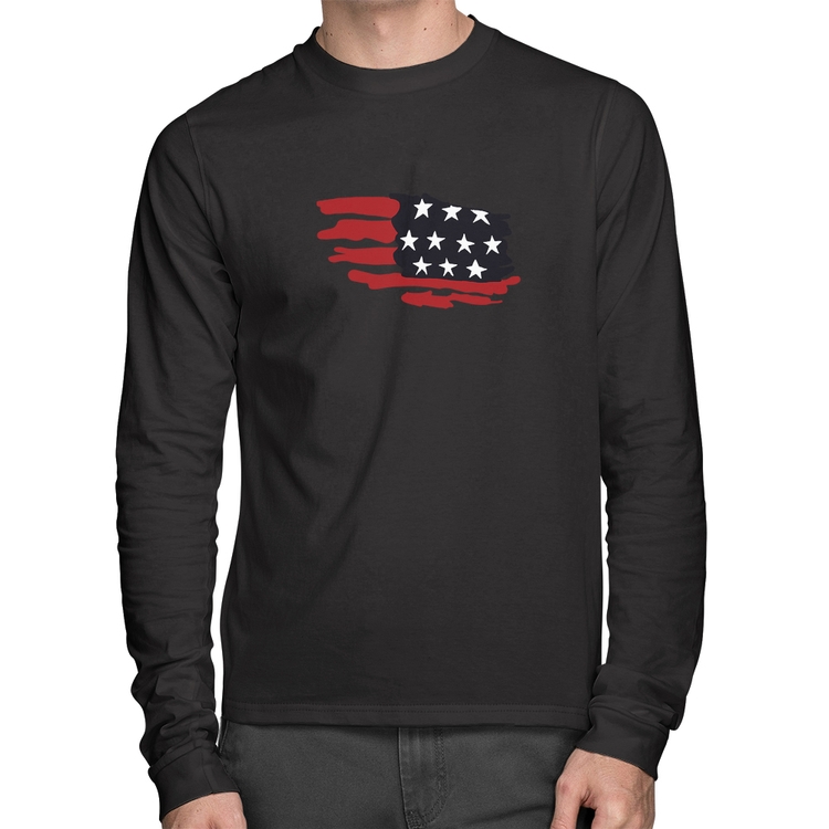Camiseta Algodão Handrawn Flag Manga Longa