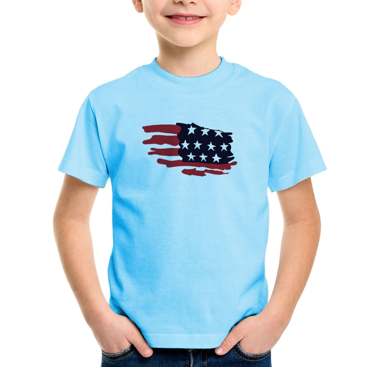 Camiseta Infantil Handrawn Flag - Azul Bebê