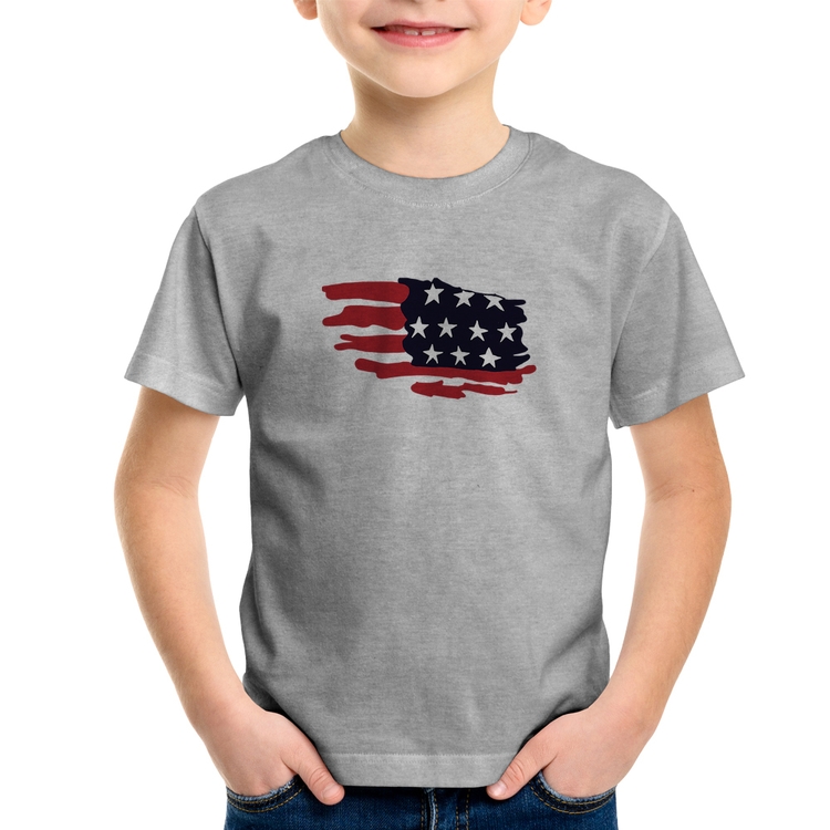 Camiseta Infantil Handrawn Flag - Cinza