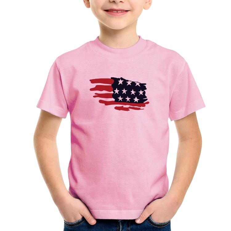 Camiseta Infantil Handrawn Flag - Rosa Bebê