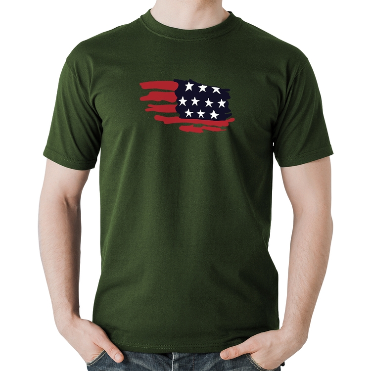 Camiseta Algodão Handrawn Flag - Musgo