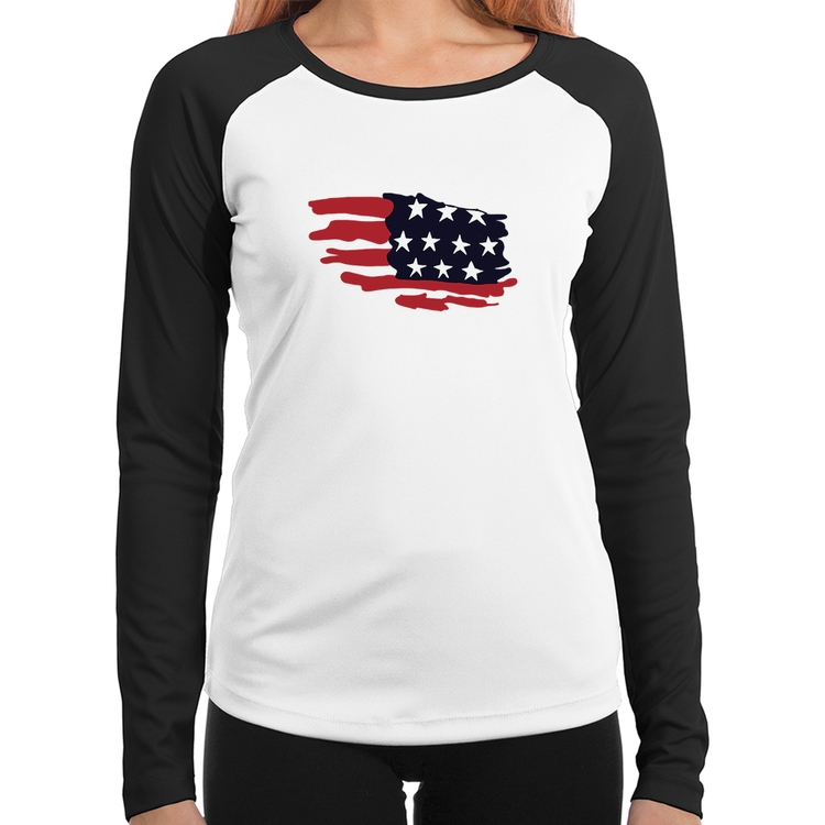 Baby Look Raglan Handrawn Flag Manga Longa