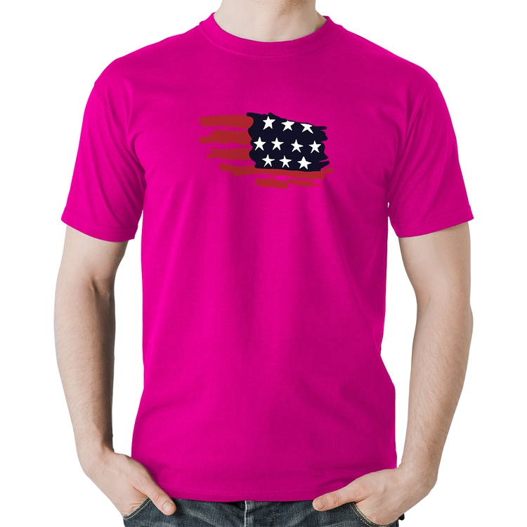 Camiseta Algodão Handrawn Flag - Rosa