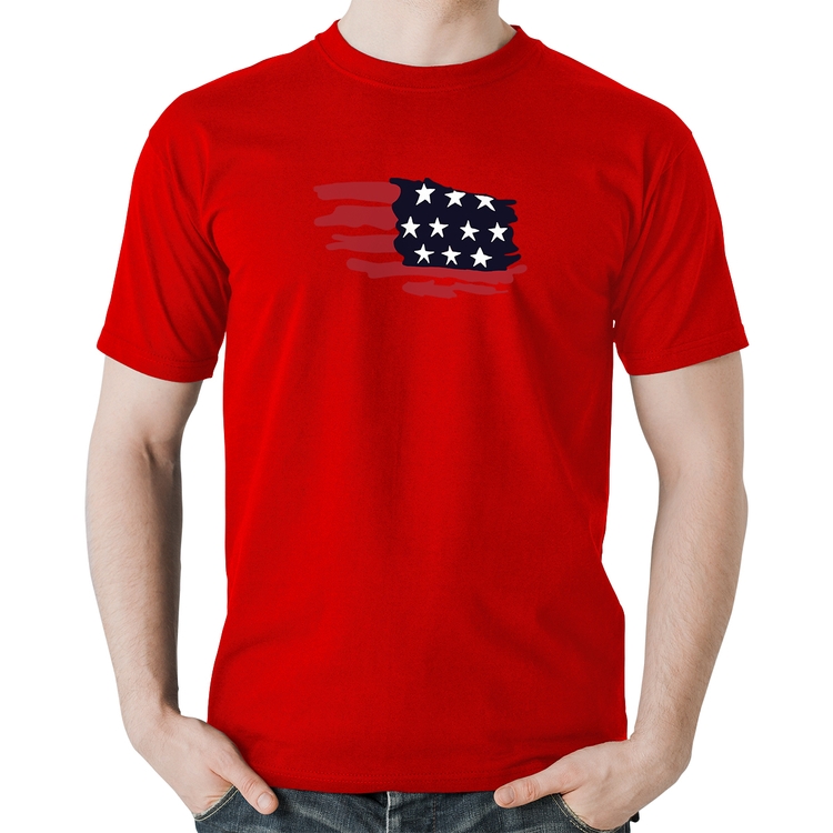 Camiseta Algodão Handrawn Flag - Vermelha
