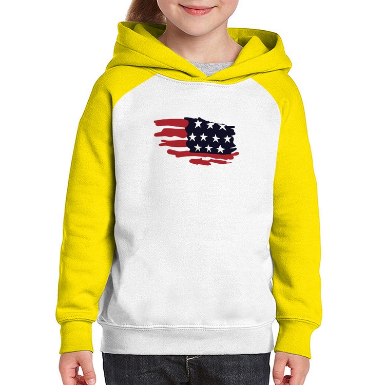 Moletom Infantil Handrawn Flag - Branco/Amarelo