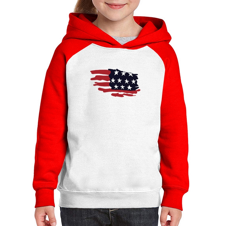 Moletom Infantil Handrawn Flag - Branco/Vermelho