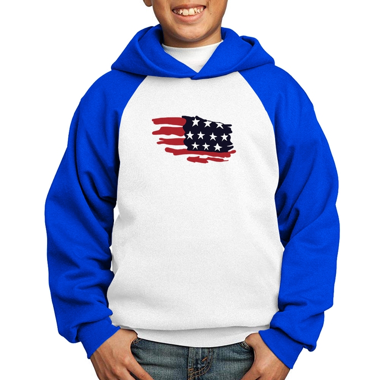 Moletom Infantil Handrawn Flag - Branco/Azul