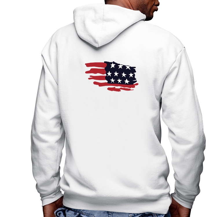 Blusa Moletom Handrawn Flag Masculina com Capuz e Zíper - Branca