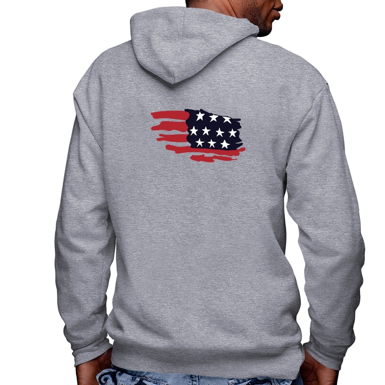 Blusa Moletom Handrawn Flag Masculina com Capuz e Zíper - Mescla