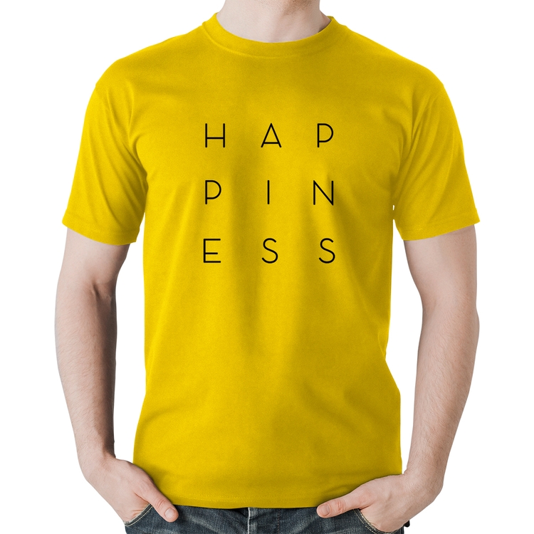 Camiseta Algodão Happiness - Amarela
