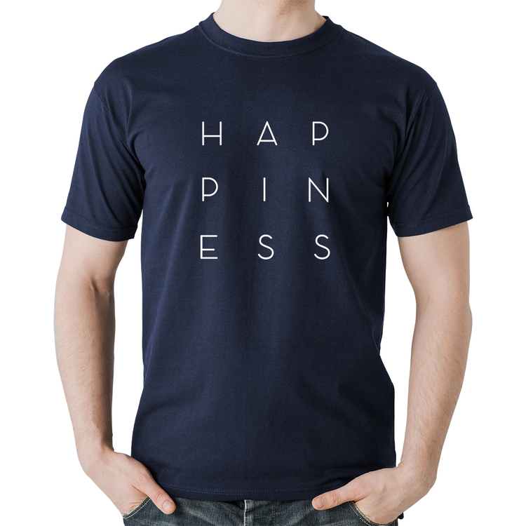 Camiseta Algodão Happiness - Marinho