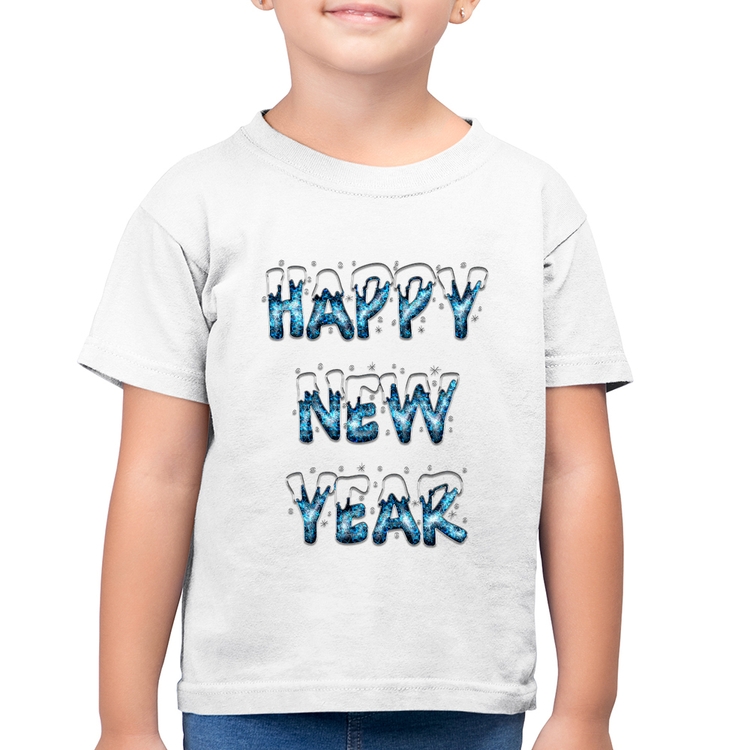 Camiseta Algodão Infantil Happy New Year - Branca