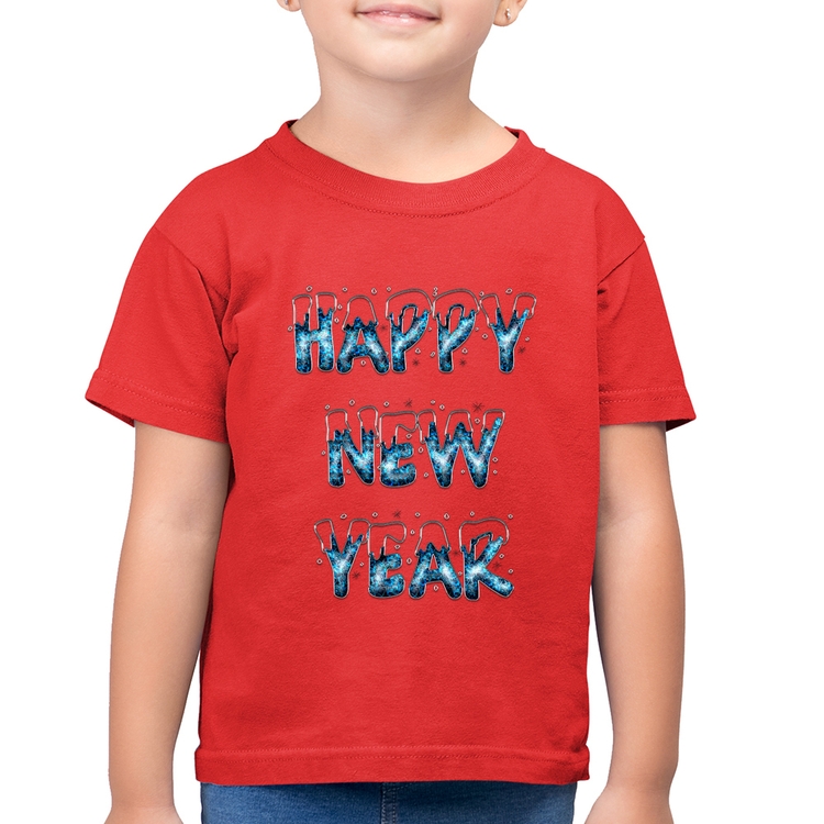 Camiseta Algodão Infantil Happy New Year - Vermelha