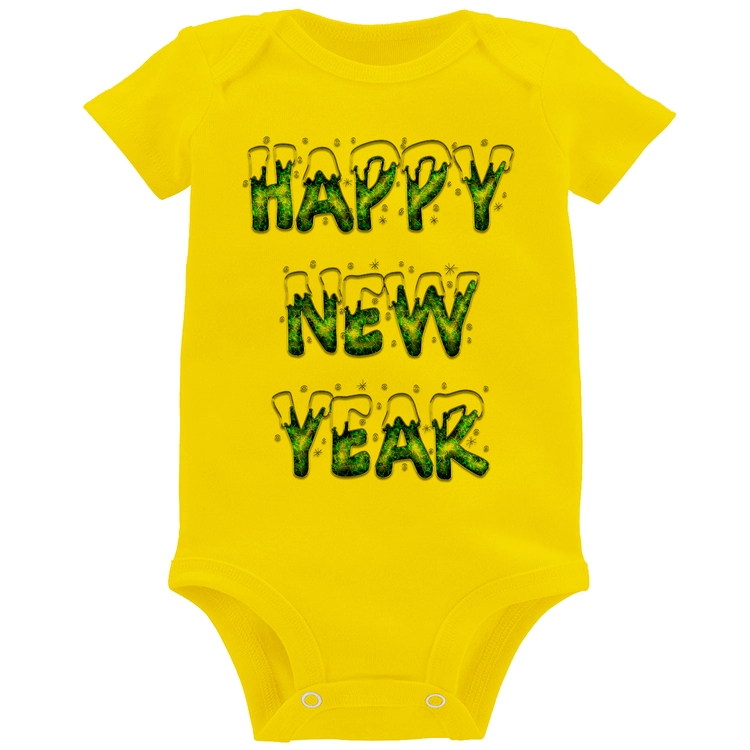 Body Bebê Happy New Year - Amarelo