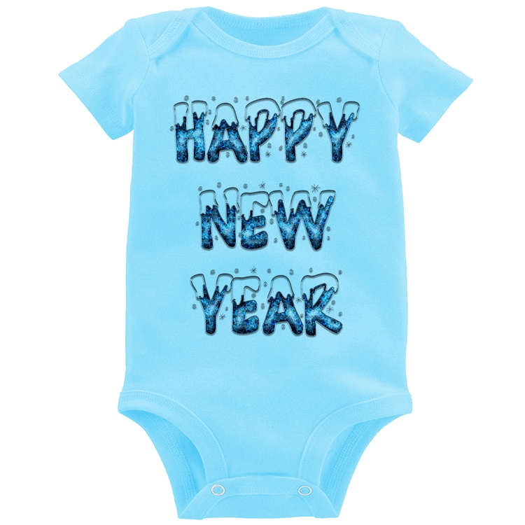 Body Bebê Happy New Year - Azul Bebê