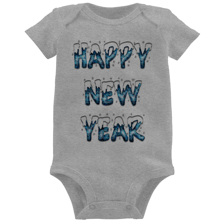 Body Bebê Happy New Year - Cinza