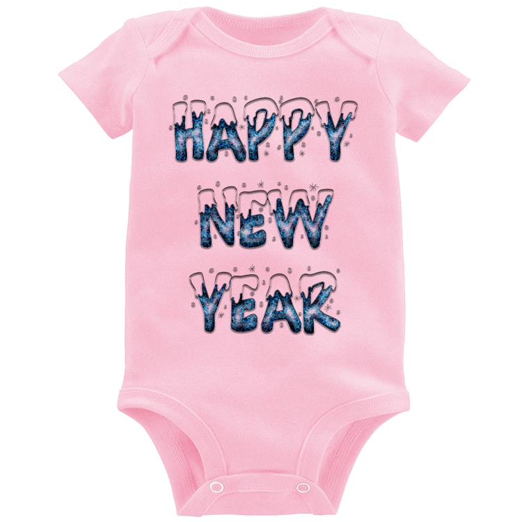Body Bebê Happy New Year - Rosa Bebê