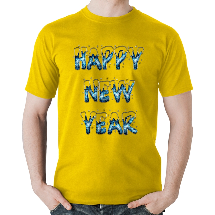 Camiseta Algodão Happy New Year - Amarela