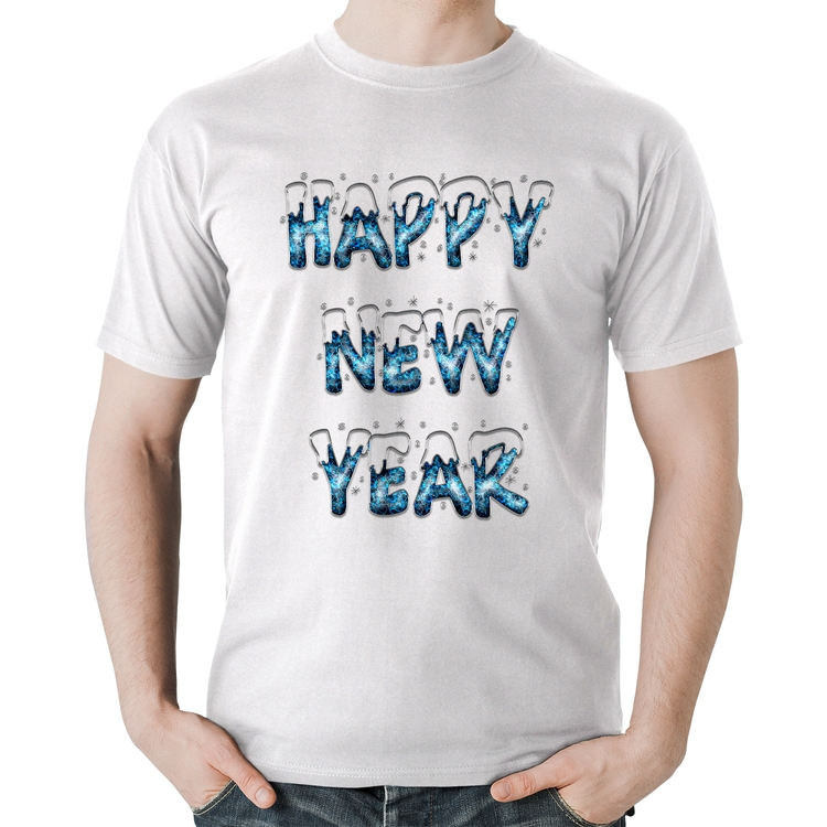 Camiseta Algodão Happy New Year - Branca