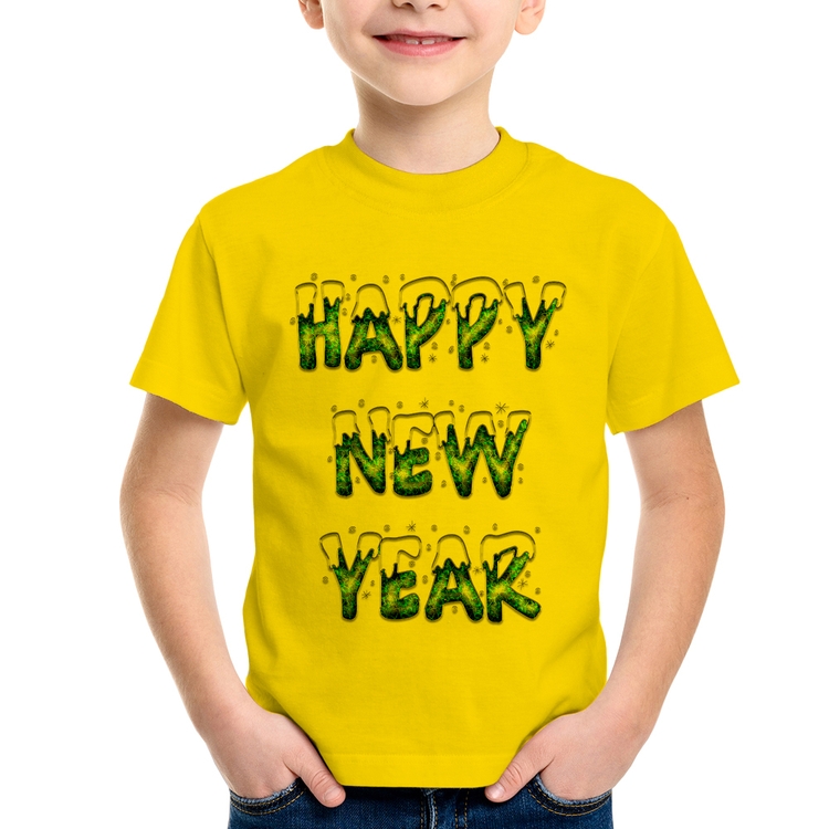 Camiseta Infantil Happy New Year - Amarela