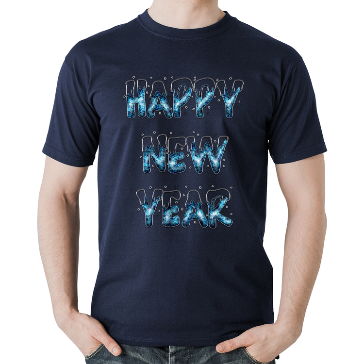 Camiseta Algodão Happy New Year - Marinho