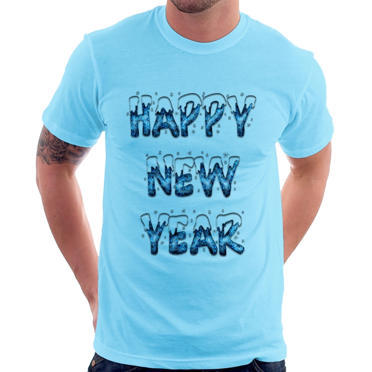 Camiseta Happy New Year - Azul Bebê