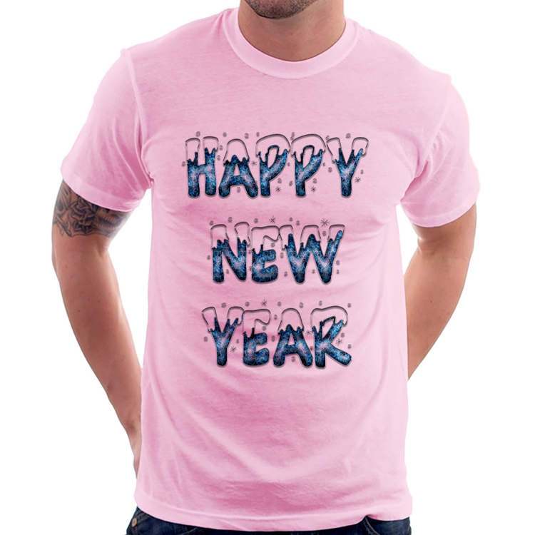 Camiseta Happy New Year - Rosa Bebê