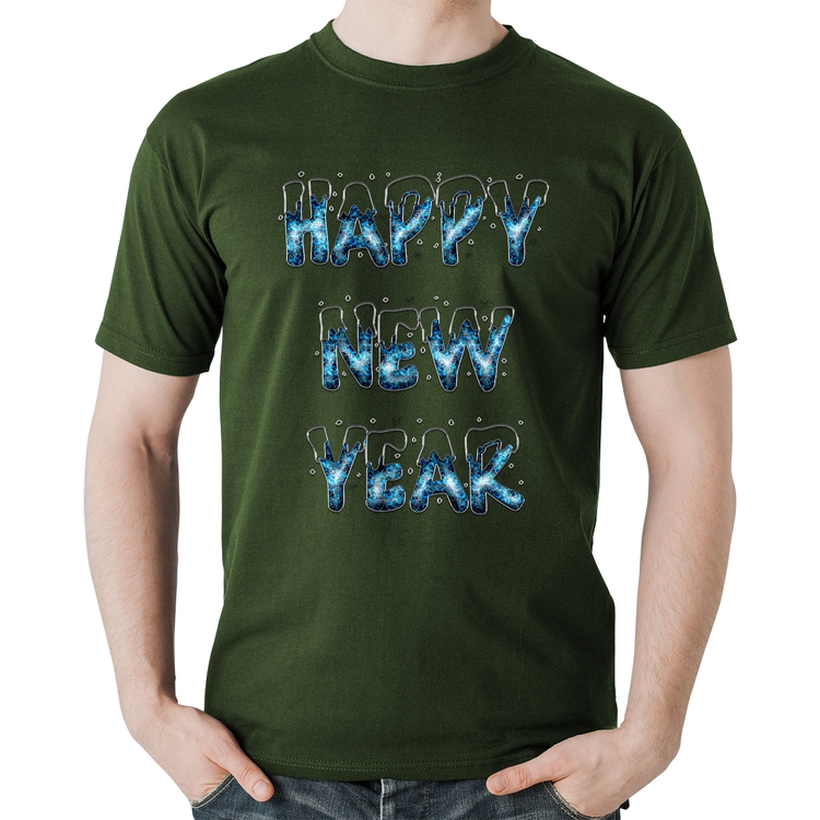 Camiseta Algodão Happy New Year - Musgo